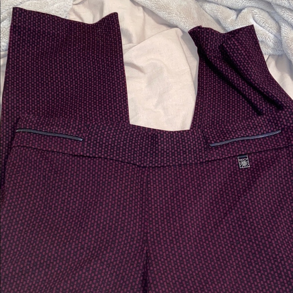 Anne Klein Burgundy and Black Printed Dress Pants
